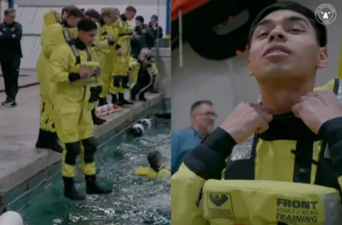 [VIDEO] Apagó un incendio, nadó con sus compañeros y participó en un "rescate": Darío Osorio es protagonista en actividad de su club en Dinamarca