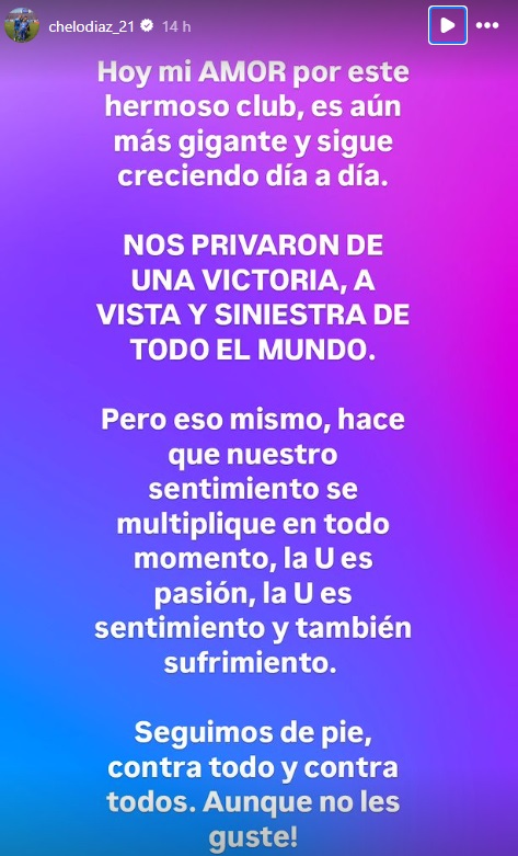 Marcelo Díaz y su impactante declaración de amor a Universidad de Chile: "Pasión, sentimiento y sufrimiento"