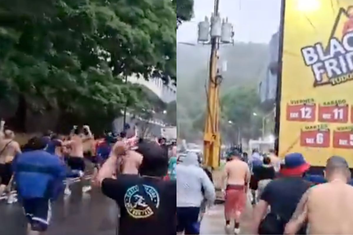 La U vs Carabobo hinchas llegada los de abajo