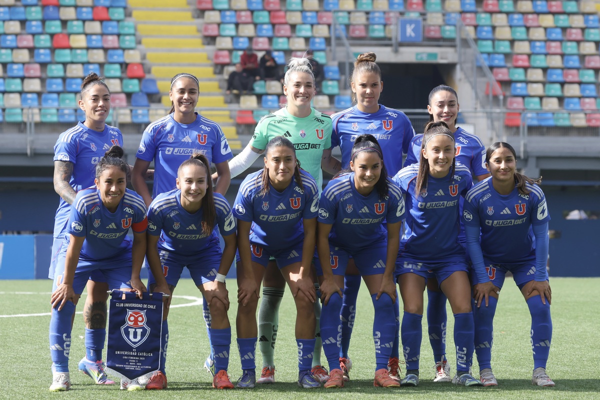 Formación de la U femenina en el Clásico Universitario.